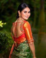 Thumbnail for NOZ2TOZ Women Banarasi Silk Woven Saree With Blouse Piece - Green - Distacart