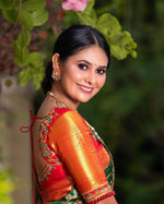 Thumbnail for NOZ2TOZ Women Banarasi Silk Woven Saree With Blouse Piece - Green - Distacart