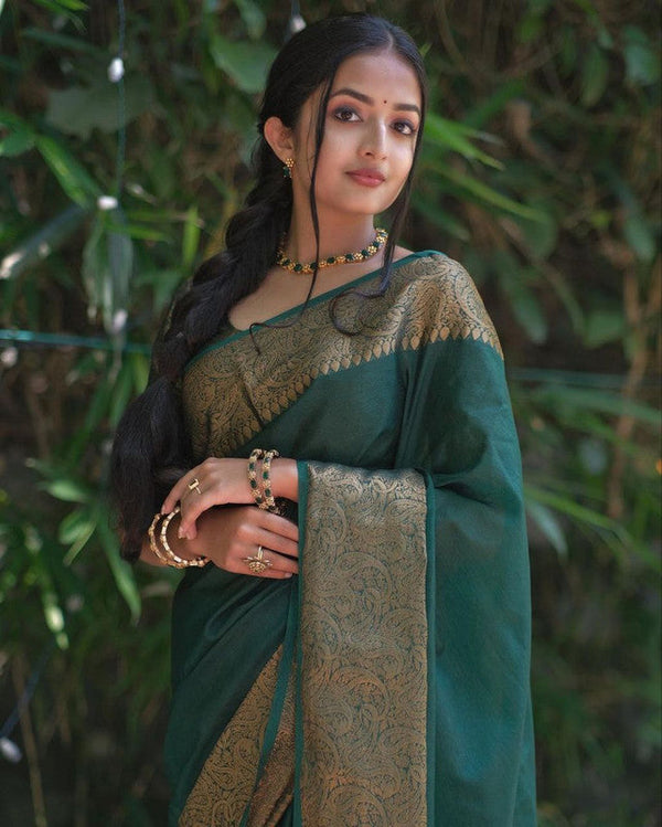 NOZ2TOZ Women Banarasi Silk Woven Saree With Blouse Piece - Bgreen - Distacart