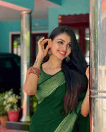 Thumbnail for Malishka Banarasi Silk Woven Saree With Blouse Piece - Green