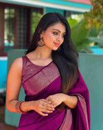Thumbnail for NOZ2TOZ Women Banarasi Silk Woven Saree With Blouse Piece - Magenta - Distacart