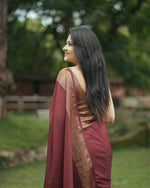 Thumbnail for Malishka Banarasi Silk Woven Saree With Blouse Piece - Maroon