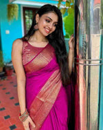 Thumbnail for NOZ2TOZ Women Banarasi Silk Woven Saree With Blouse Piece - Pink - Distacart