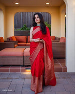 Thumbnail for NOZ2TOZ Women Banarasi Silk Woven Saree With Blouse Piece - Red - Distacart