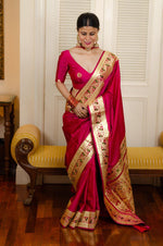 Thumbnail for NOZ2TOZ Women Banarasi Silk Woven Saree With Blouse Piece - Pink - Distacart