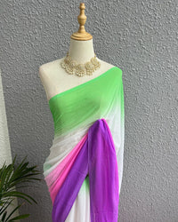Thumbnail for Malishka Pure Georgette Pedding Design Saree With Blouse Piece - Majenta - Distacart