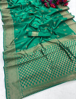 Thumbnail for Malishka Silk Jacquard Rich Pallu Saree With Blouse Piece - Green - Distacart