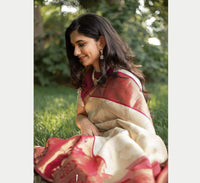 Thumbnail for Malishka lichi Silk Jacquard Rich Pallu Saree With Blouse Piece - Red - Distacart