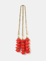 Thumbnail for Ruby Raang Gold Gota Pati Work And Red Rosses With Black Thread & Golden Stones - Distacart