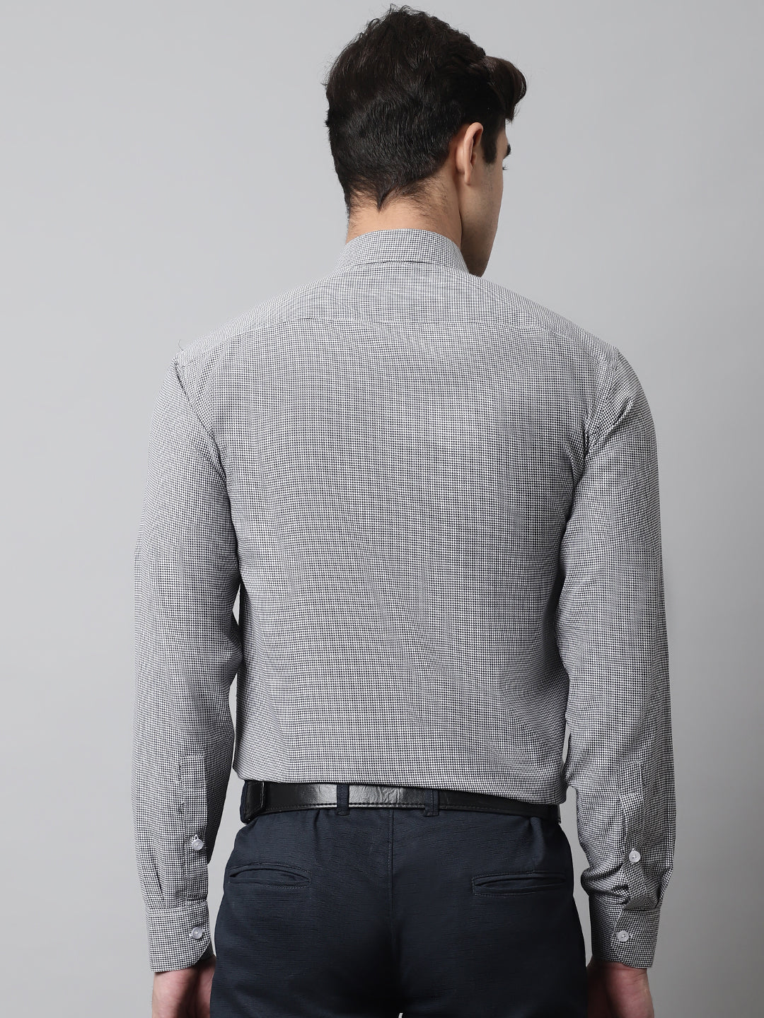 Jainish Men's Grey Checks Pure Cotton Formal Shirt - Distacart