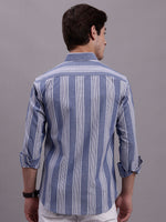 Thumbnail for Jainish Men's Striped Casual Shirt - Blue - Distacart