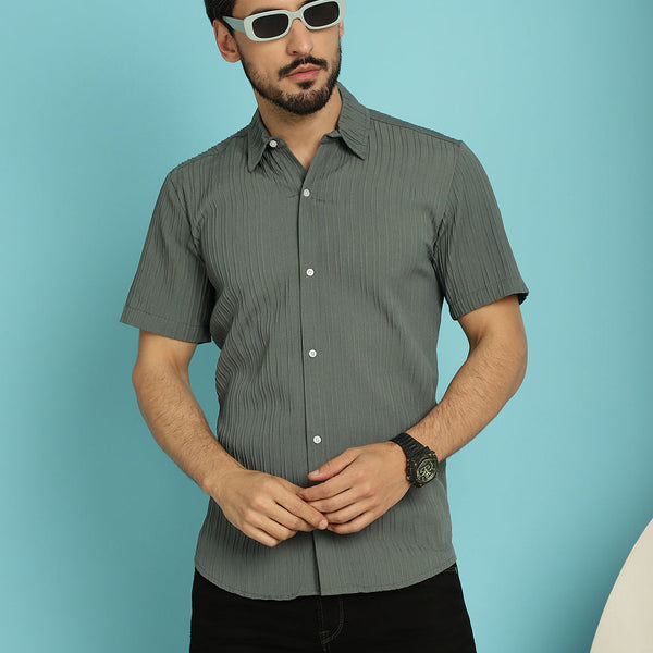 Indian Needle Men's Striped Casual Shirt - Grey - Distacart