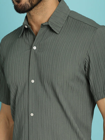 Indian Needle Men's Striped Casual Shirt - Grey - Distacart