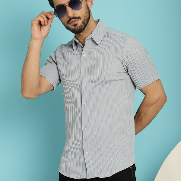 Indian Needle Men's Striped Casual Shirt - Light-Grey - Distacart