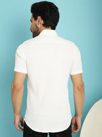 Thumbnail for Indian Needle Men's Striped Casual Shirt - White - Distacart