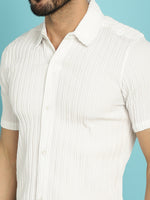 Thumbnail for Indian Needle Men's Striped Casual Shirt - White - Distacart