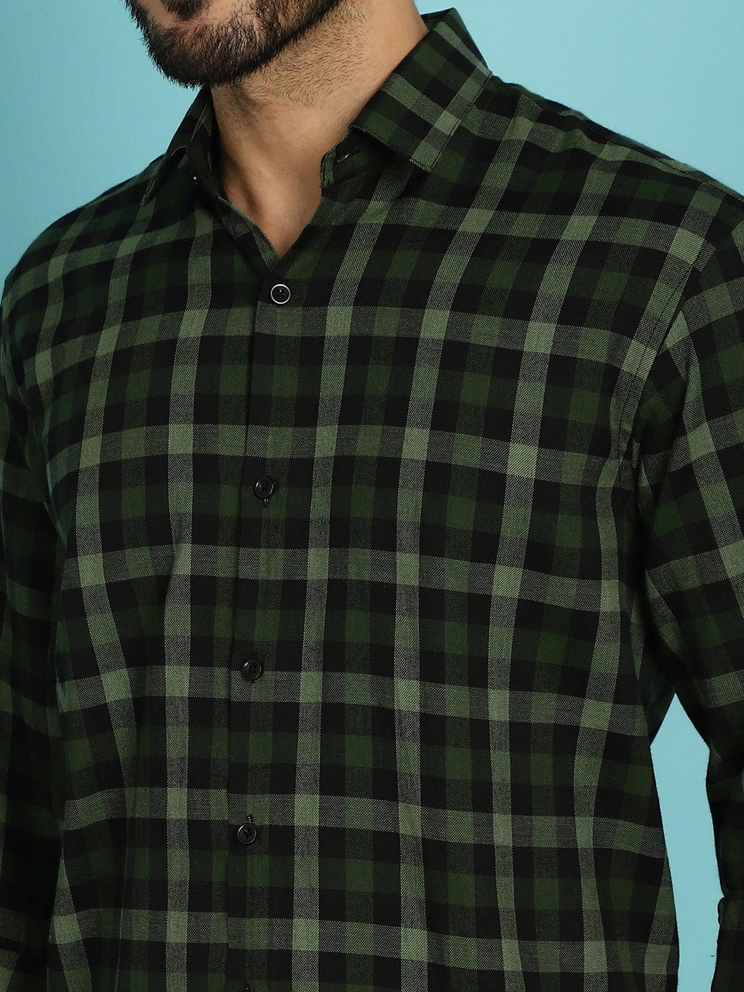 Indian Needle Men's Checked Casual Shirt - Olive - Distacart