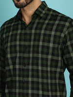 Thumbnail for Indian Needle Men's Checked Casual Shirt - Olive - Distacart
