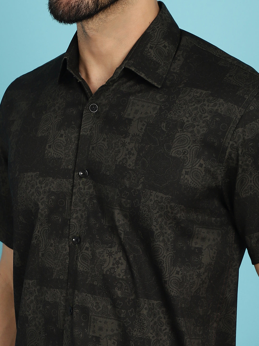 Indian Needle Men's Printed Casual Shirt - Black - Distacart