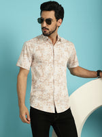 Thumbnail for Indian Needle Men's Printed Casual Shirt - Peach - Distacart