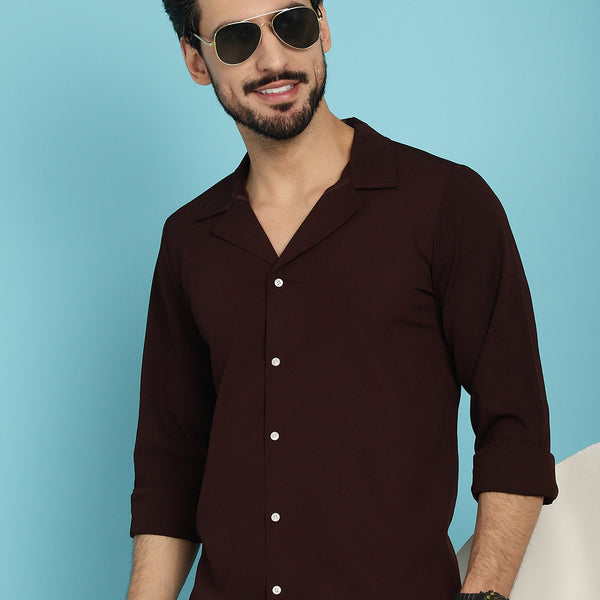 Indian Needle Men's Lapel Collar Casual Shirt - Coffee - Distacart