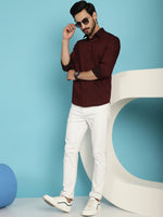 Thumbnail for Indian Needle Men's Woven Design Casual Shirt - Maroon - Distacart