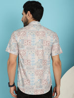 Thumbnail for Indian Needle Men's Beige Printed Casual Shirt - Beige - Distacart
