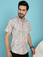 Thumbnail for Indian Needle Men's Beige Printed Casual Shirt - Beige - Distacart
