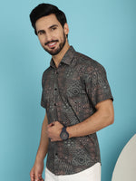 Thumbnail for Indian Needle Men's Dark-Grey Printed Casual Shirt - Dark-Grey - Distacart