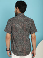 Thumbnail for Indian Needle Men's Dark-Grey Printed Casual Shirt - Dark-Grey - Distacart