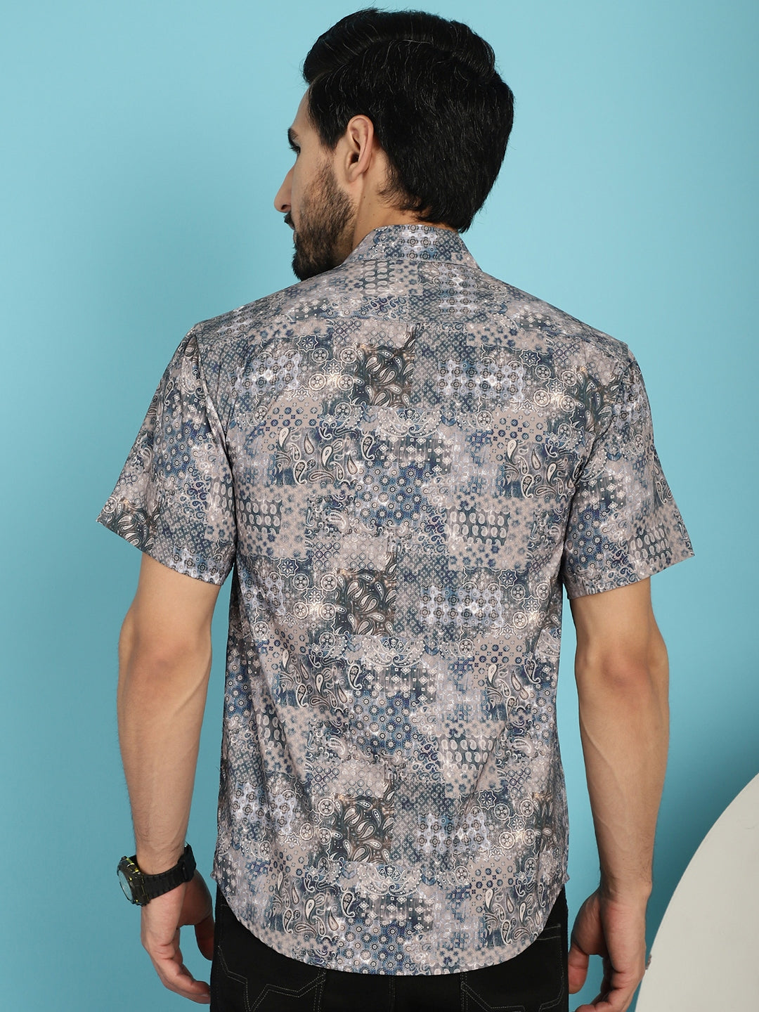 Indian Needle Men's Pejali Printed Casual Shirt - Blue - Distacart