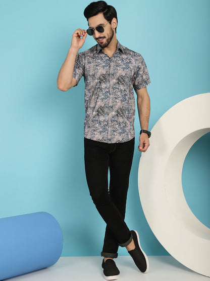 Indian Needle Men's Pejali Printed Casual Shirt - Blue - Distacart