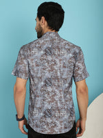 Thumbnail for Indian Needle Men's Pejali Printed Casual Shirt - Brown - Distacart