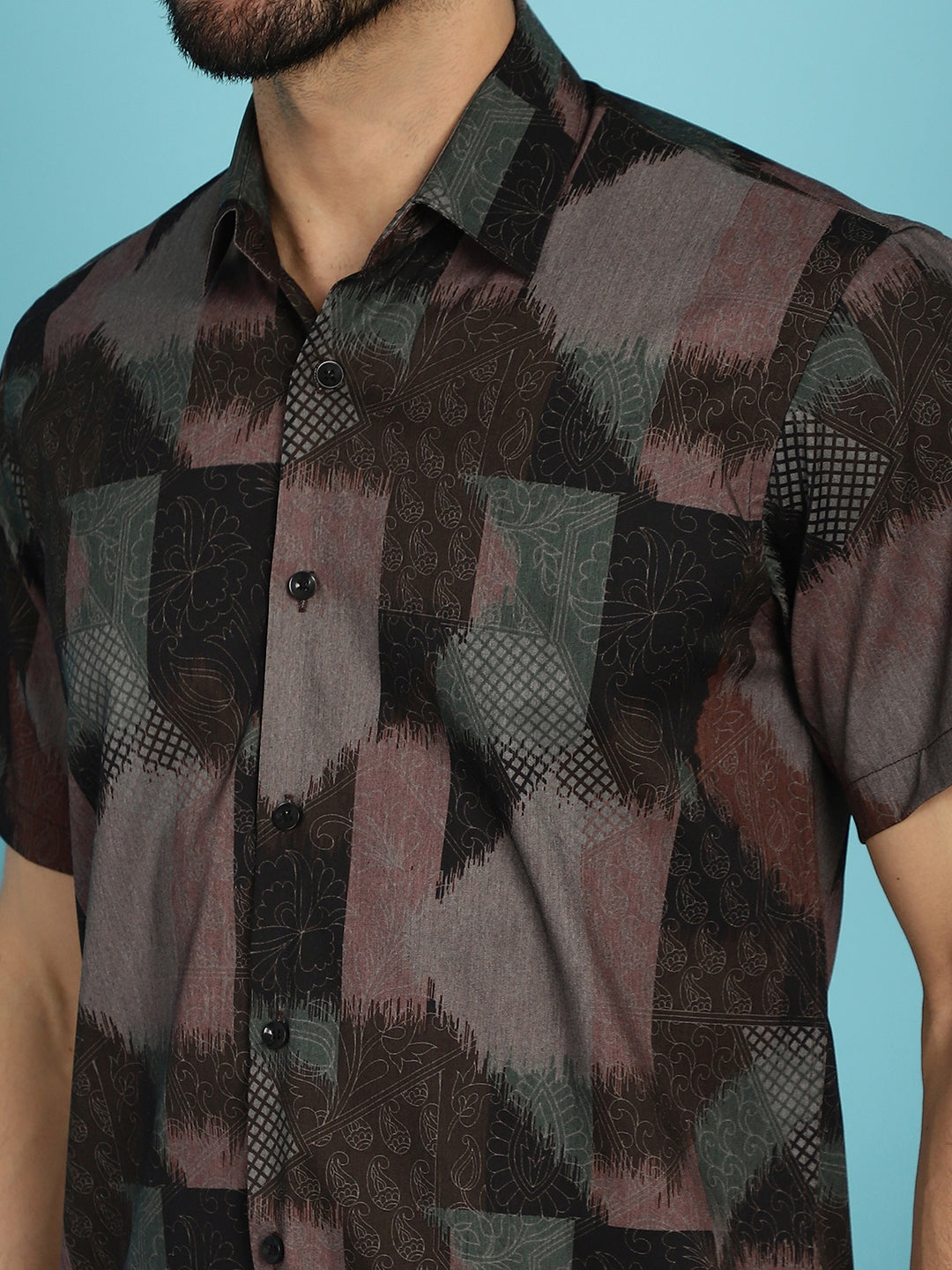 Indian Needle Men's Floral Printed Casual Shirt - Brown - Distacart