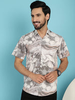 Thumbnail for Indian Needle Men's Floral Printed Casual Shirt - Cream - Distacart