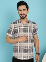 Thumbnail for Indian Needle Men's Checked Casual Shirt - Grey - Distacart
