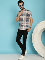 Thumbnail for Indian Needle Men's Checked Casual Shirt - Grey - Distacart