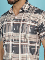 Thumbnail for Indian Needle Men's Checked Casual Shirt - Grey - Distacart
