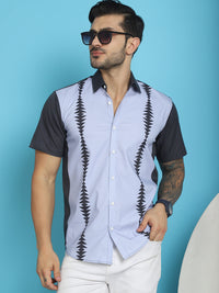 Thumbnail for Indian Needle Men's Printed Half Sleeve Lycra Shirt - Sky Blue - Distacart