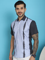 Thumbnail for Indian Needle Men's Printed Half Sleeve Lycra Shirt - Sky Blue - Distacart