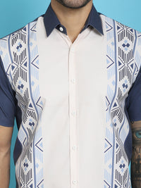 Thumbnail for Indian Needle Men's Printed Half Sleeve Lycra Shirt - White - Distacart