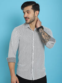 Thumbnail for Indian Needle Men's Woven Design Cotton Shirt - White - Distacart