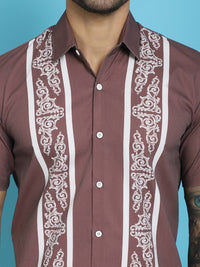 Thumbnail for Indian Needle Men's Printed Half Sleeve Lycra Shirt - Magenta - Distacart