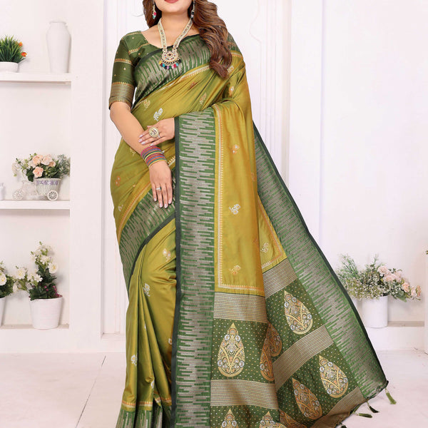 Aastha Fashion Pista Green South Soft Silk Zari Weaving Saree - Distacart