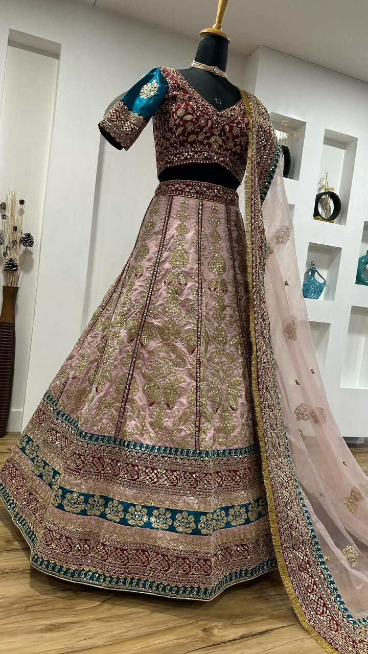 Jyoti Fashion Women's Cream Mulberry Silk Sequins with Dori & Thread Embroidered Designer Lehenga Choli Set - Distacart