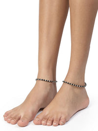 Thumbnail for NVR Women's Evil Eye Black & Silver Anklets - Distacart