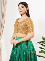 Thumbnail for Joban Fashion Gold Tissue Padded Blouse With Round Neck Elbow Sleeves