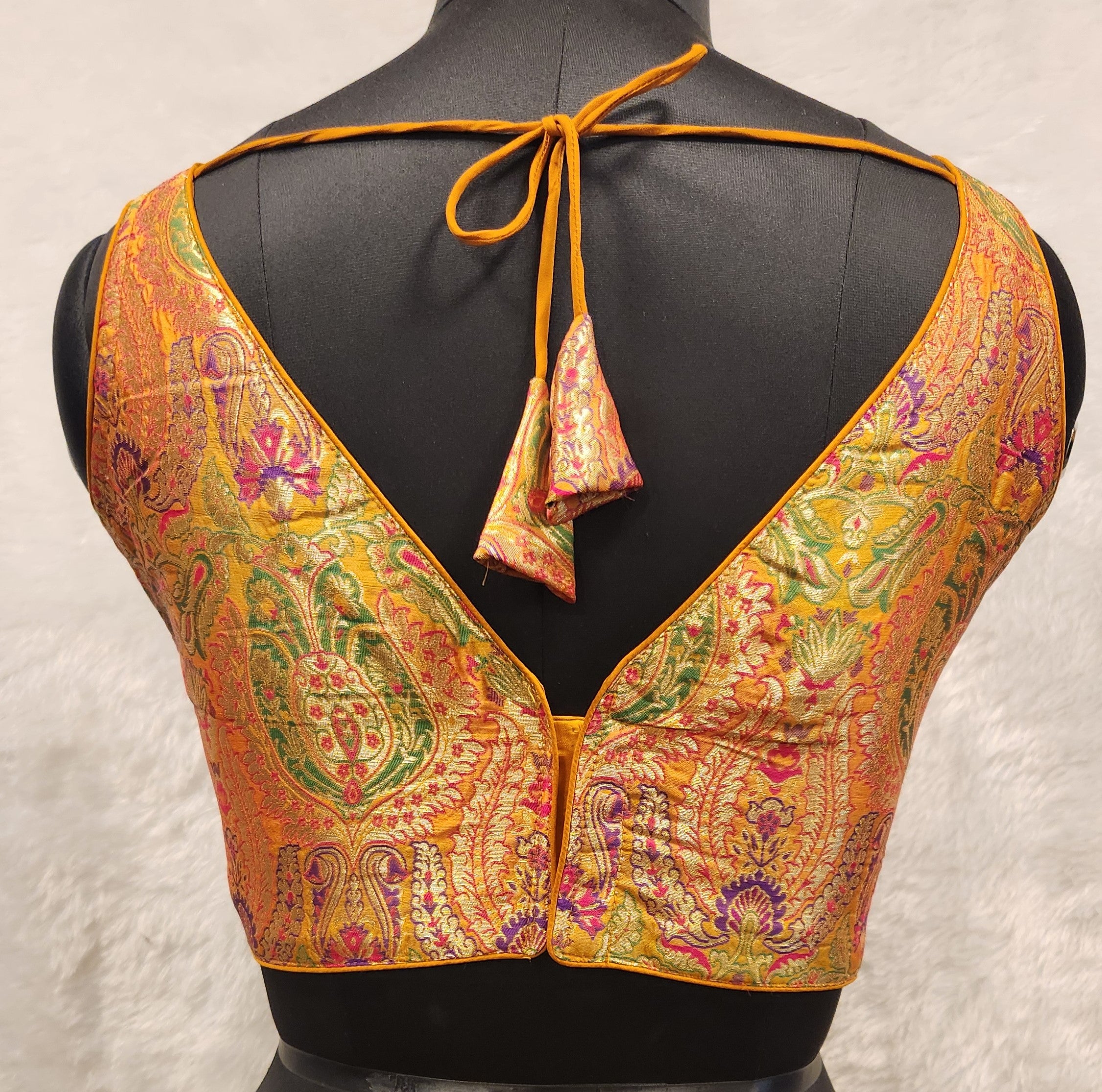 Kia Fashions Mustard Yellow Multi Color Weave Readymade Blouse - Distacart