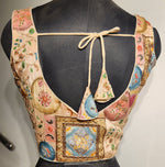 Thumbnail for Kia Fashions Peach Sequins & Zari Embroidered Readymade Blouse - Distacart