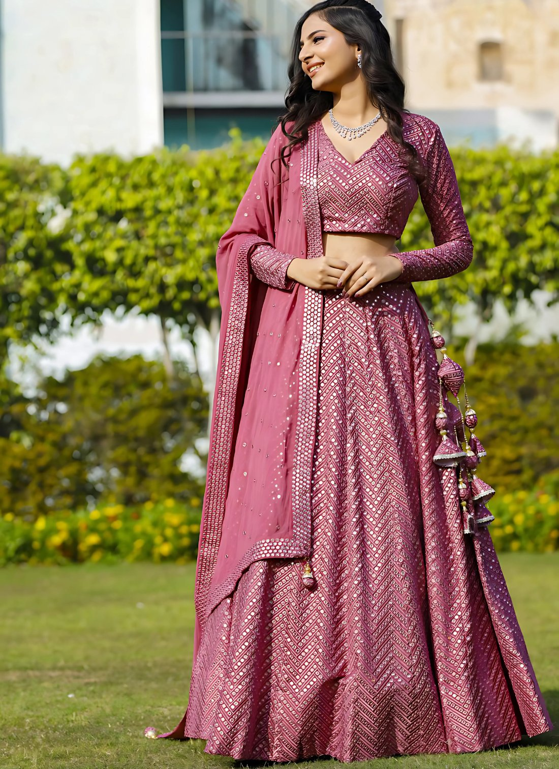 Lehenga Mart Designer Bollywood Style Wedding Wear Lehenga Choli - Metallic pink - Distacart